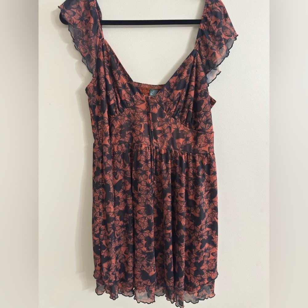 Wild Fable Orange and Black Butterfly dress
